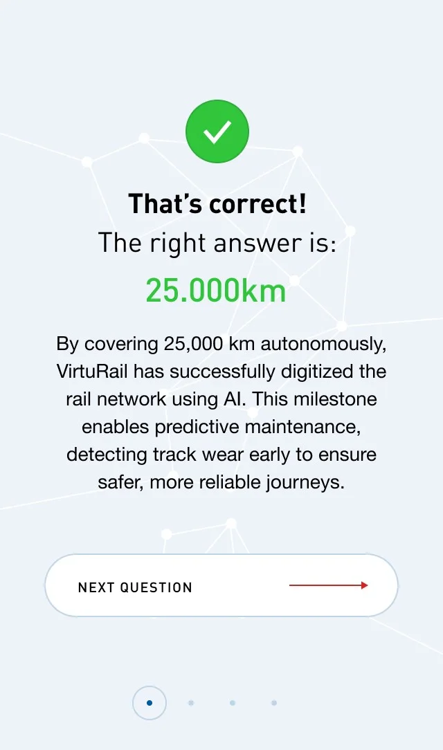 The explanation behind the answer, and the button on to the next question.